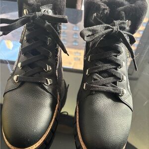 Black Leather Combat Boots